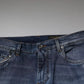Blaue Skinny-Jeans aus zerfetztem Baumwollstretch