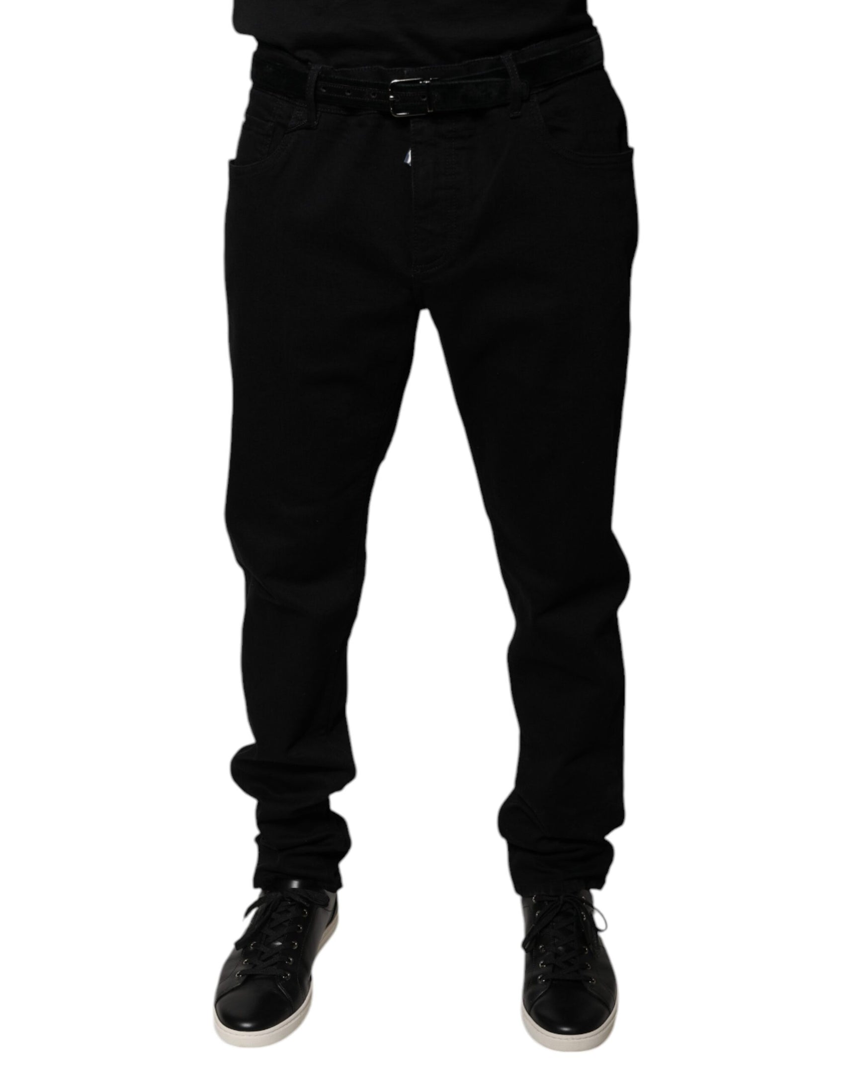 Schwarze Skinny-Jeans aus Baumwollstretch mit Logo