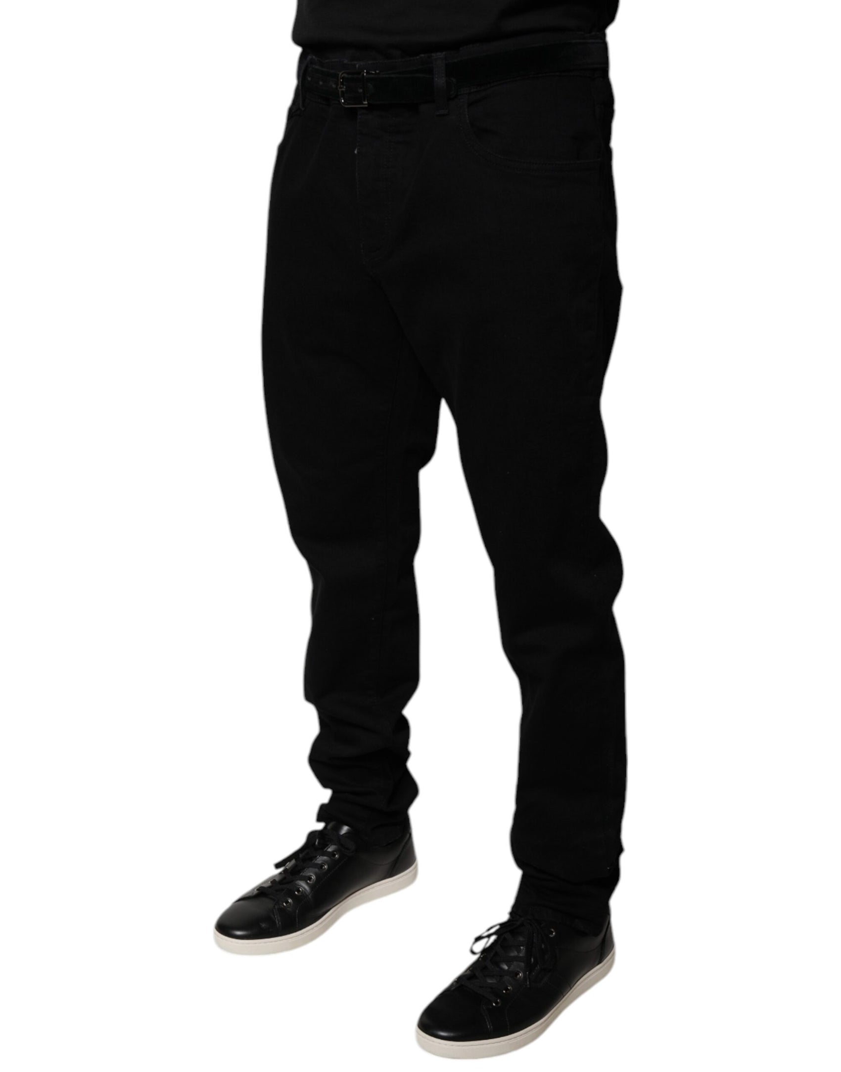 Schwarze Skinny-Jeans aus Baumwollstretch mit Logo