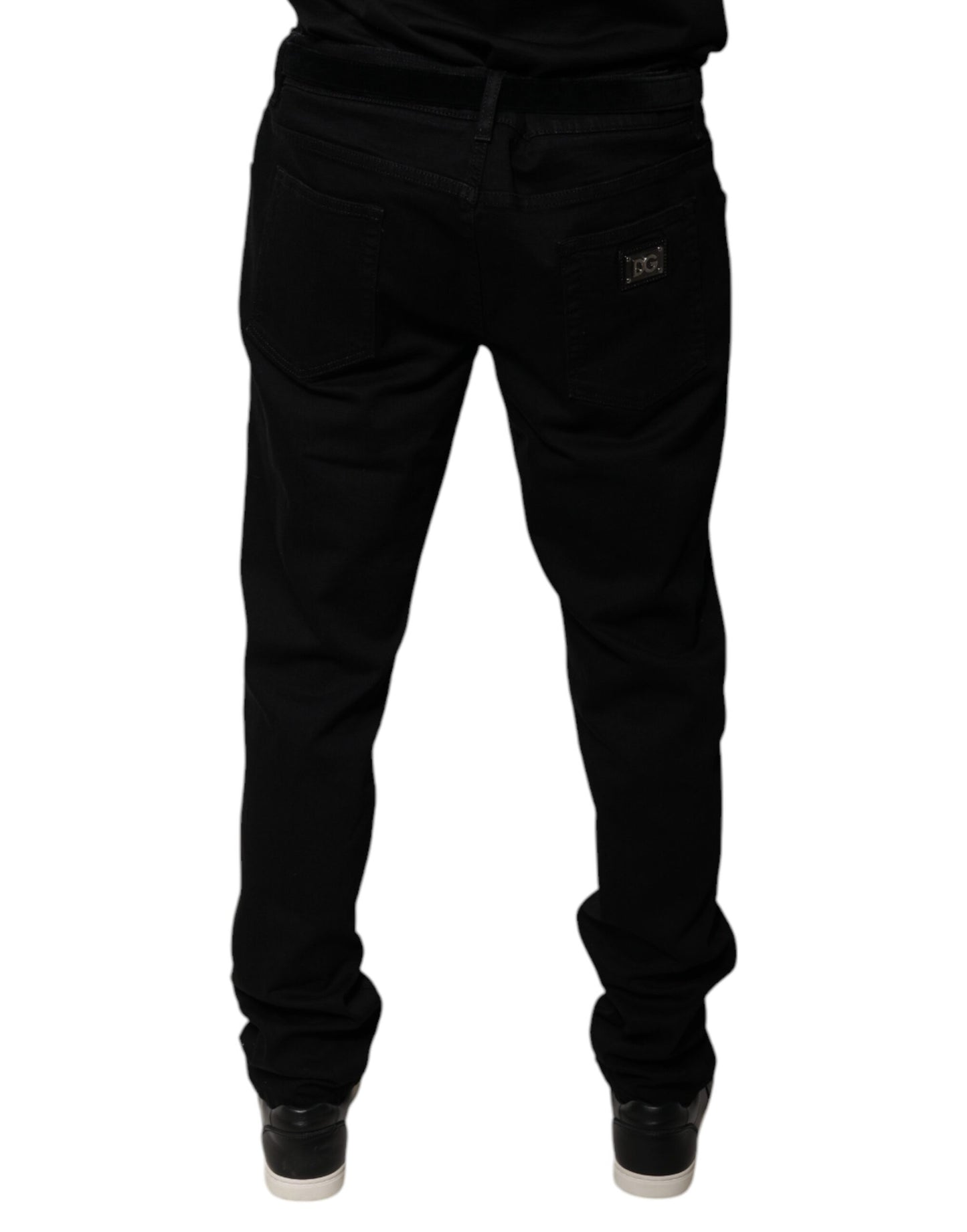 Schwarze Skinny-Jeans aus Baumwollstretch mit Logo