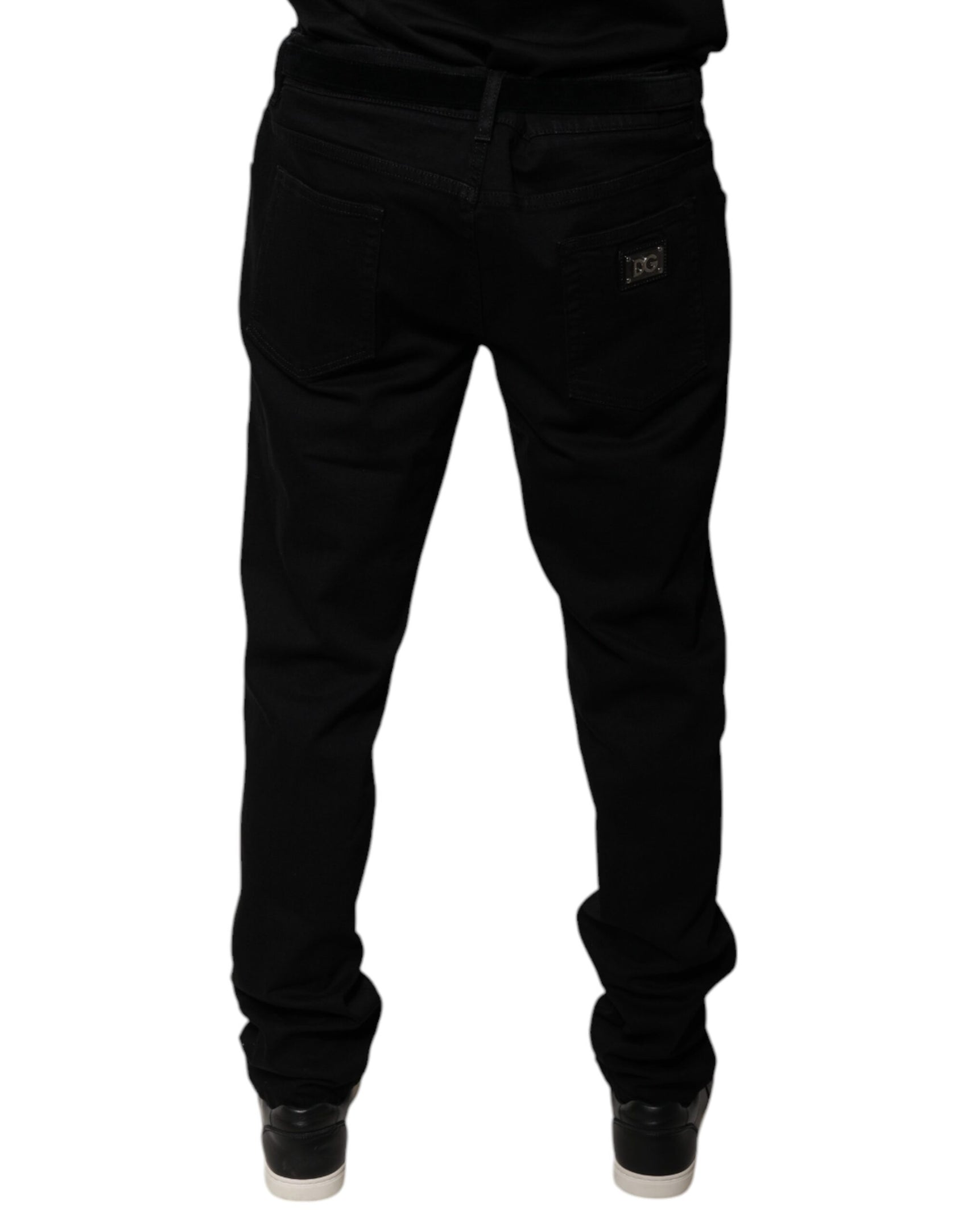 Schwarze Skinny-Jeans aus Baumwollstretch mit Logo