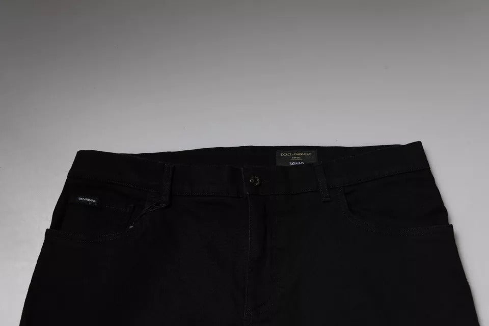 Schwarze Skinny-Jeans aus Baumwollstretch mit Logo