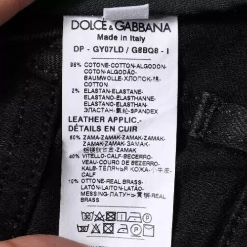 Schwarze Skinny-Jeans aus Baumwollstretch mit Logo