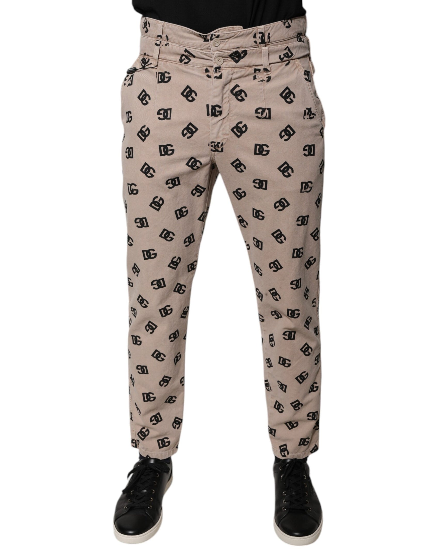 Beigefarbene Skinny-Jeans aus Baumwolldenim mit Logo