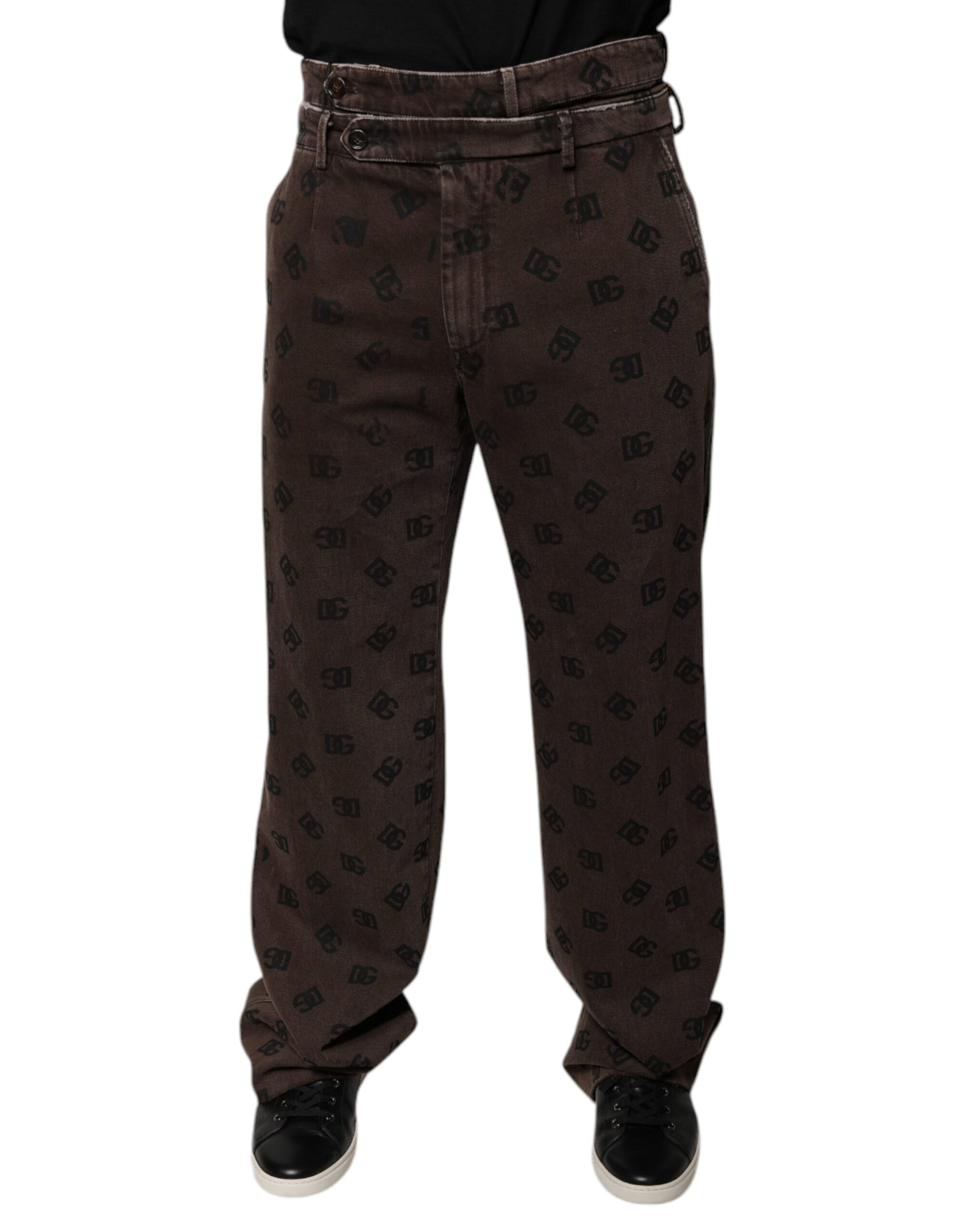 Braune Jeans mit geradem Schnitt aus Baumwolldenim mit Logo