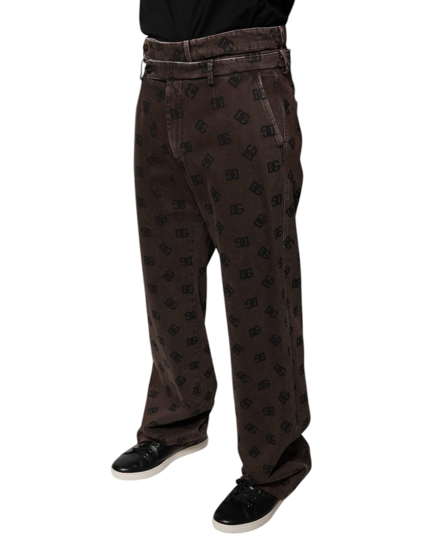 Braune Jeans mit geradem Schnitt aus Baumwolldenim mit Logo