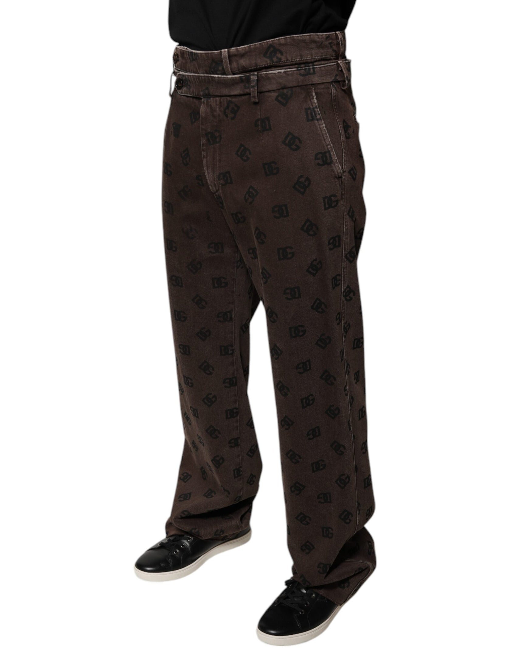 Braune Jeans mit geradem Schnitt aus Baumwolldenim mit Logo