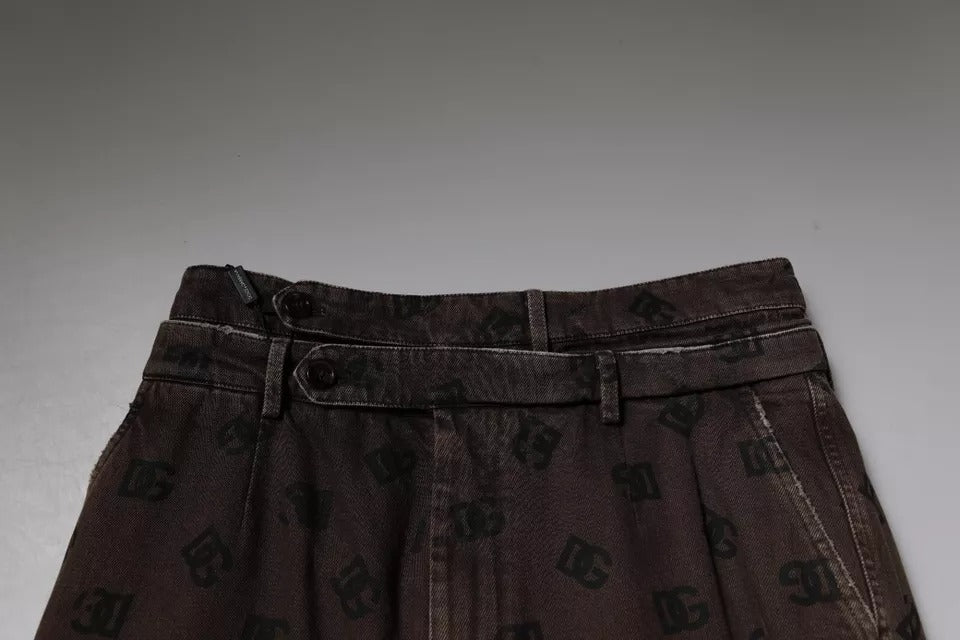 Braune Jeans mit geradem Schnitt aus Baumwolldenim mit Logo