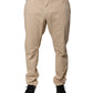Beige Skinny-Jeans aus Baumwolle mit mittlerer Taille