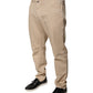 Beige Skinny-Jeans aus Baumwolle mit mittlerer Taille