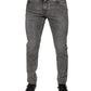 Graue Skinny-Jeans aus verwaschener Baumwolle