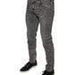 Graue Skinny-Jeans aus verwaschener Baumwolle