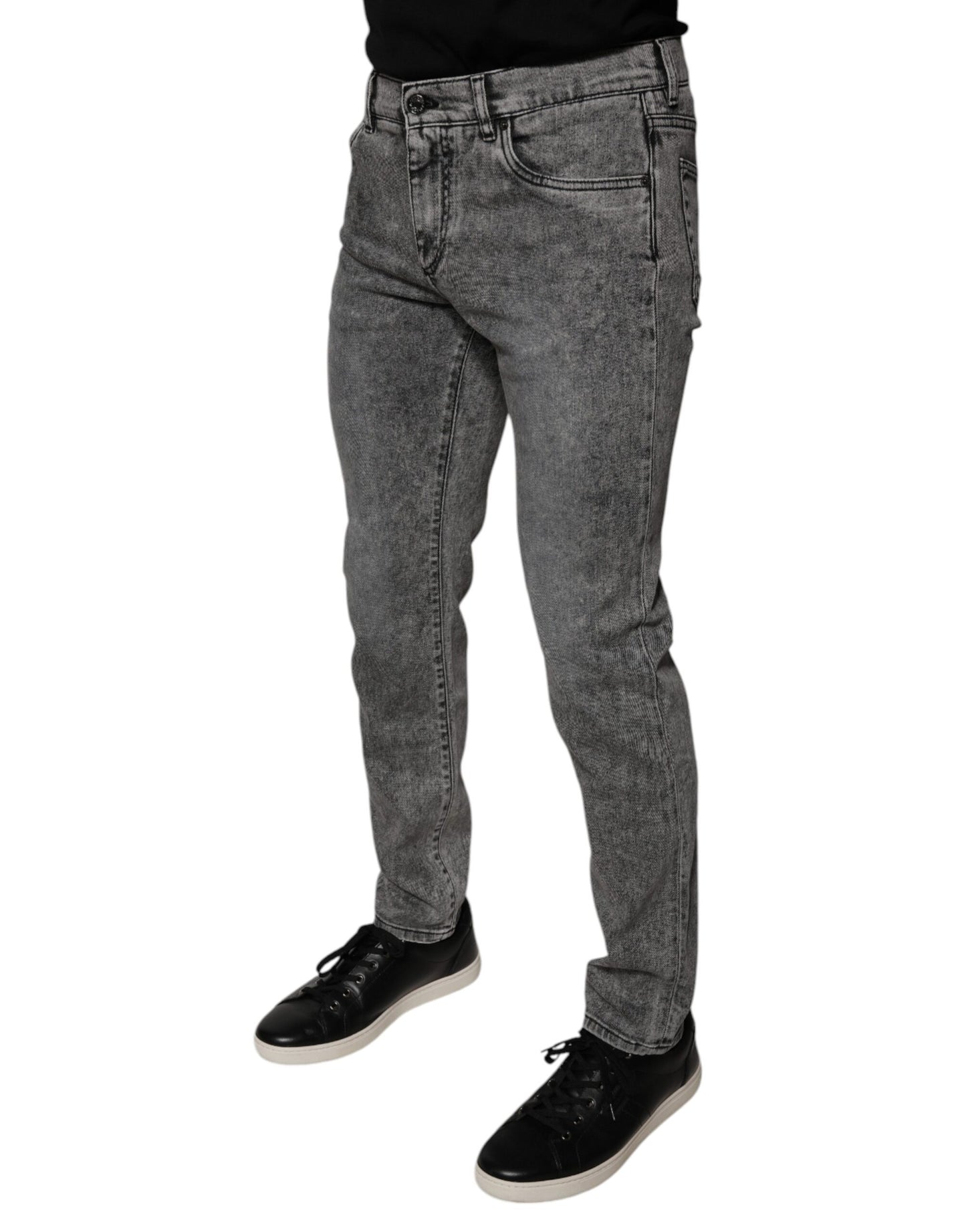 Graue Skinny-Jeans aus verwaschener Baumwolle