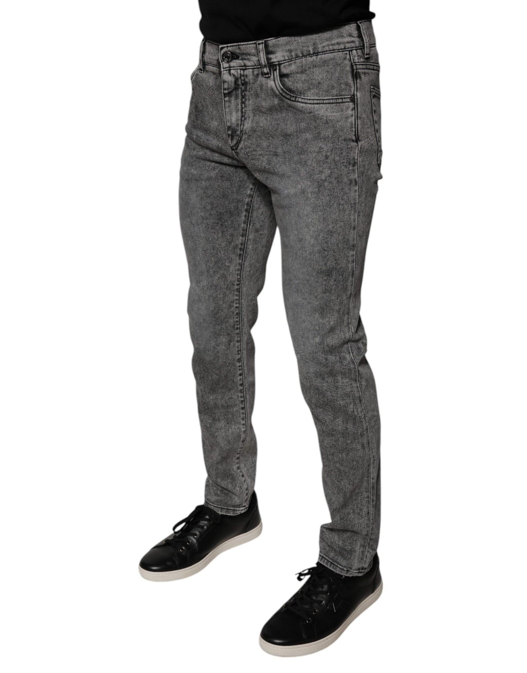 Graue Skinny-Jeans aus verwaschener Baumwolle