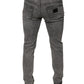 Graue Skinny-Jeans aus verwaschener Baumwolle