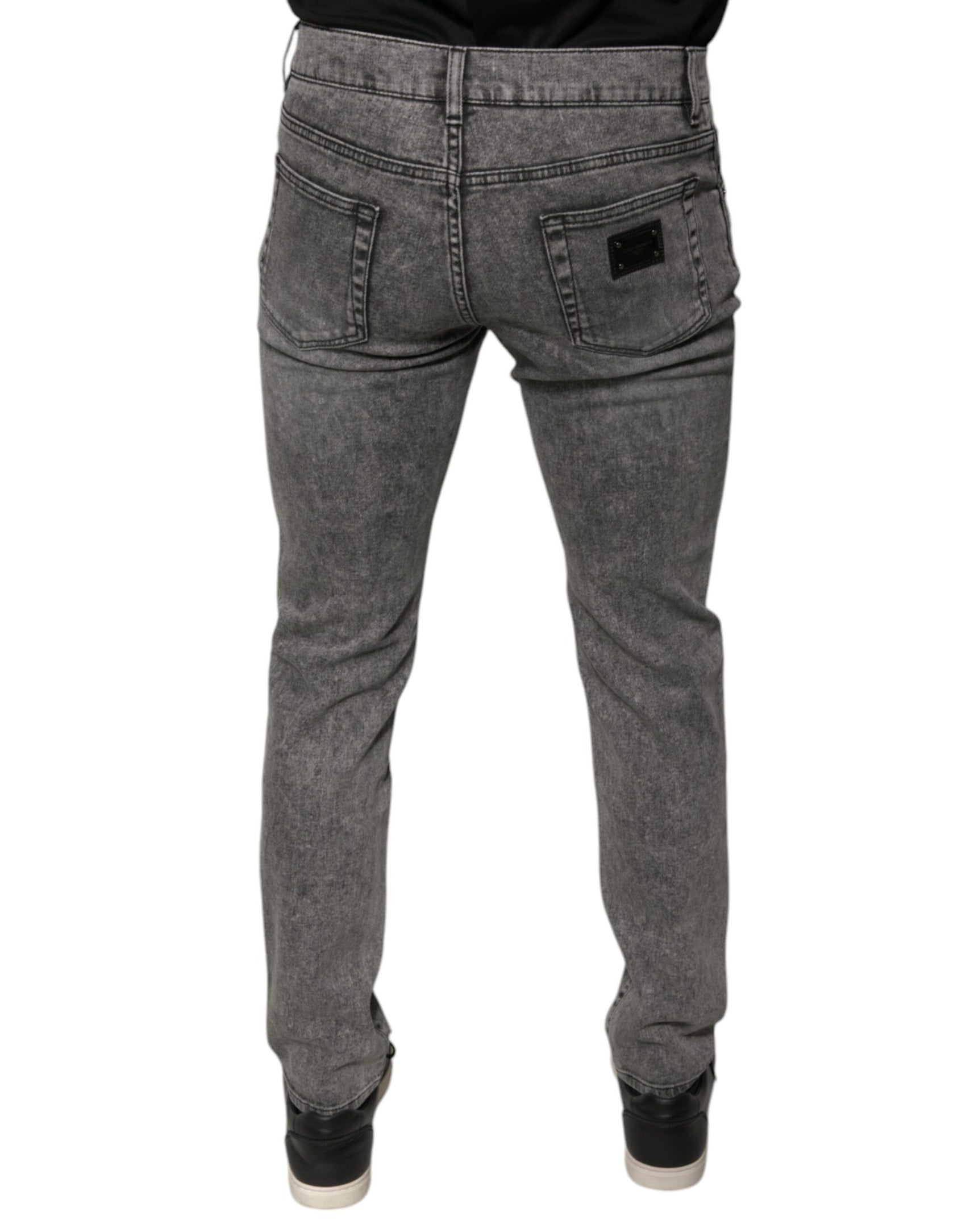 Graue Skinny-Jeans aus verwaschener Baumwolle