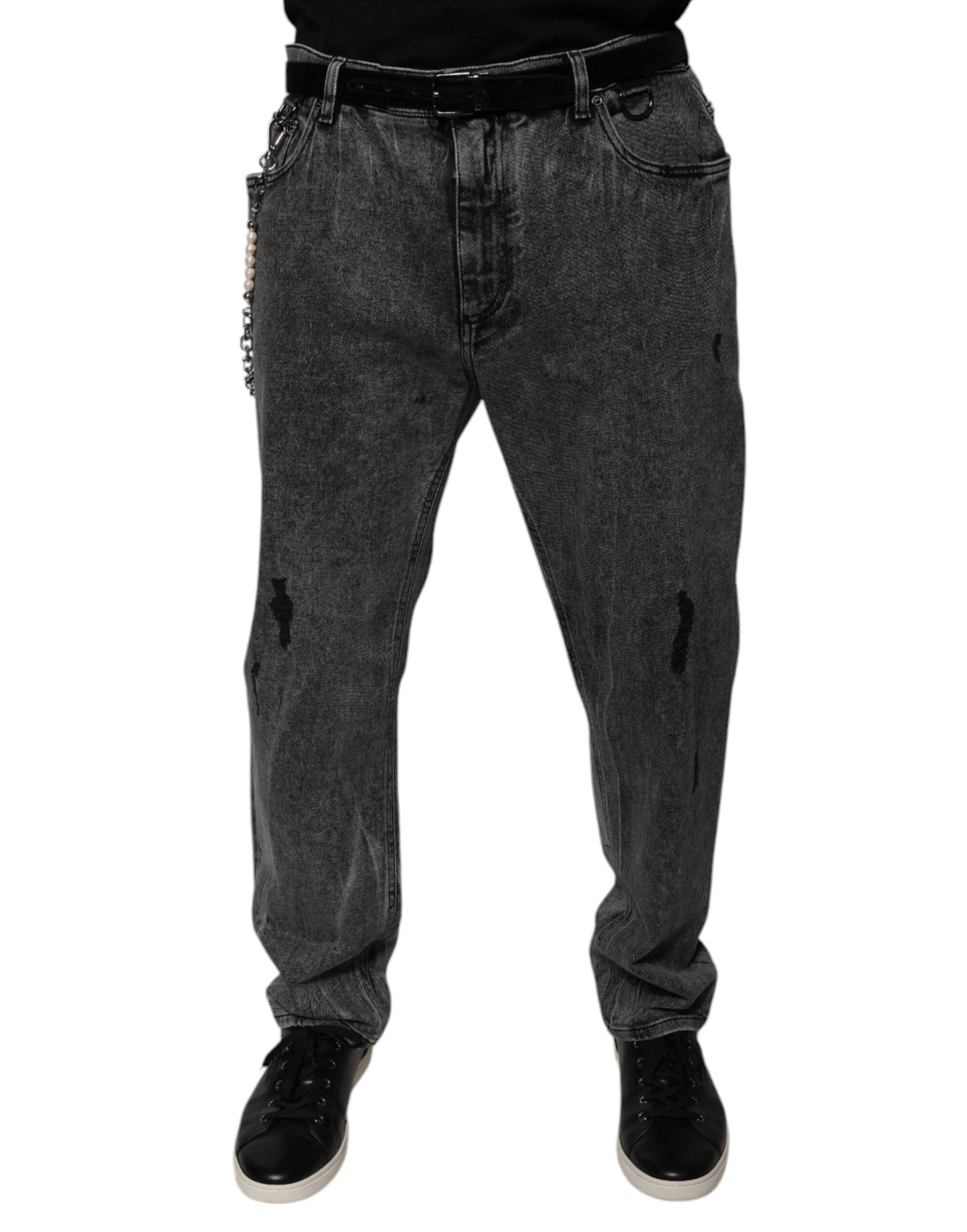 Dunkelgraue Skinny-Jeans aus Baumwolle