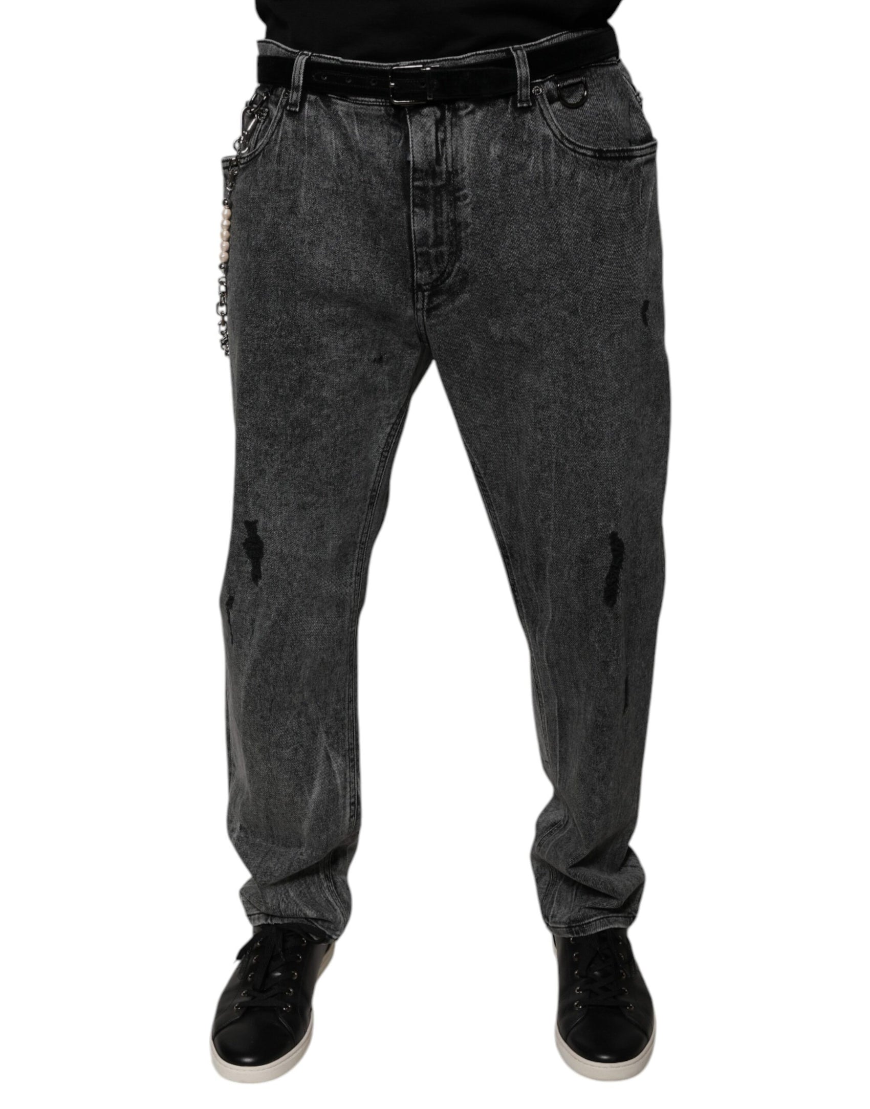 Dunkelgraue Skinny-Jeans aus Baumwolle