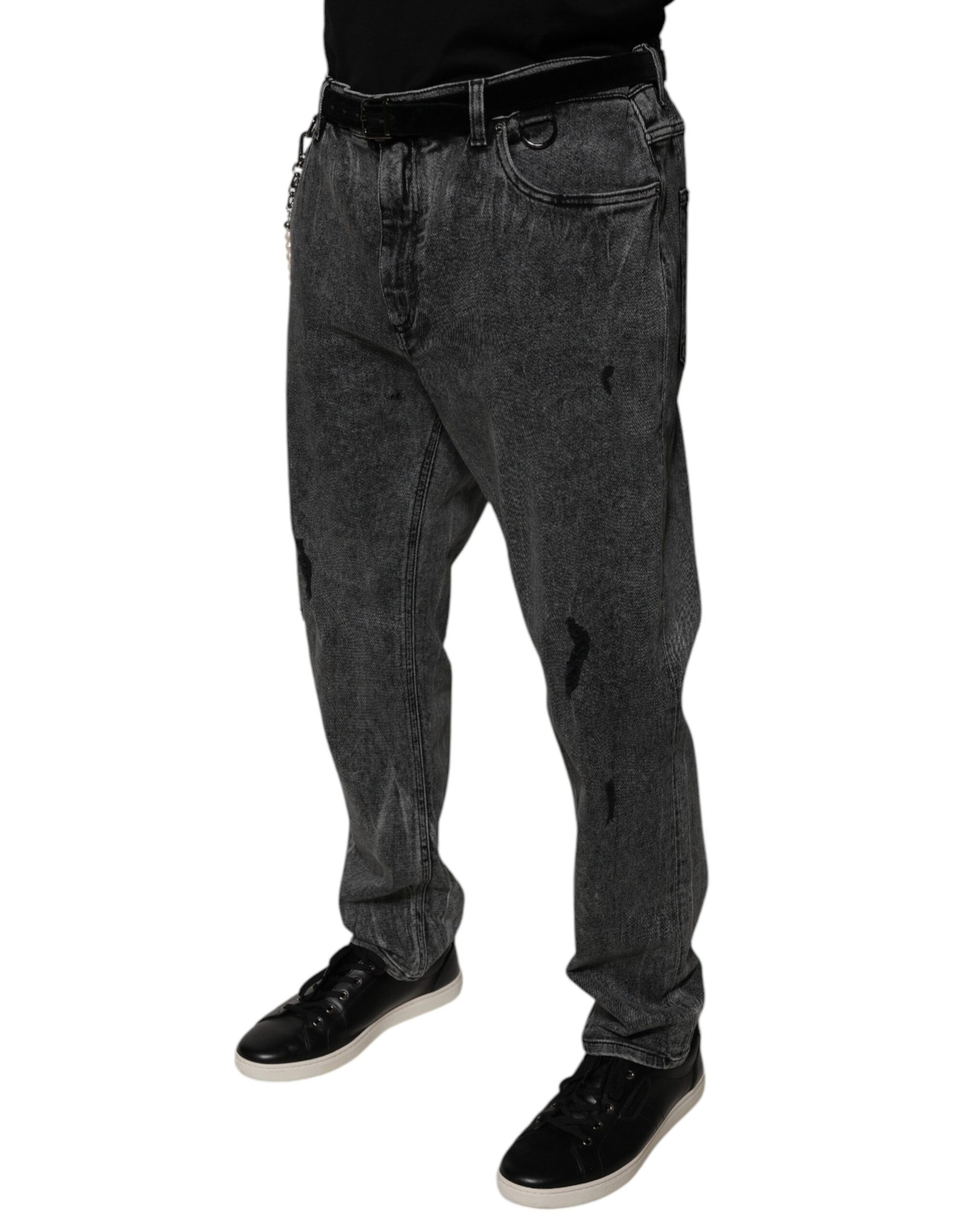 Dunkelgraue Skinny-Jeans aus Baumwolle