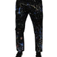 Schwarze Skinny-Jeans aus Baumwoll-Denim mit Farbspritzern