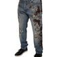 Hellblaue Skinny-Jeans mit Stickerei