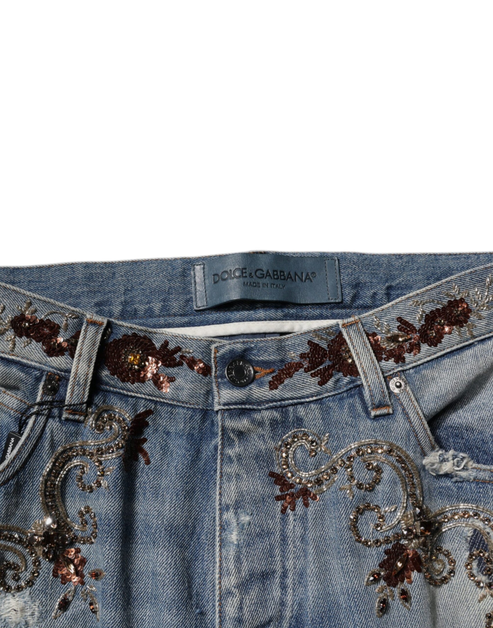 Hellblaue Skinny-Jeans mit Stickerei