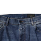 Blaue Skinny-Jeans aus zerfetzter Baumwolle