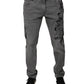Graue Skinny-Jeans aus Baumwolle mit Grafikdruck