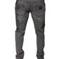Graue Skinny-Jeans aus Baumwolle mit Grafikdruck