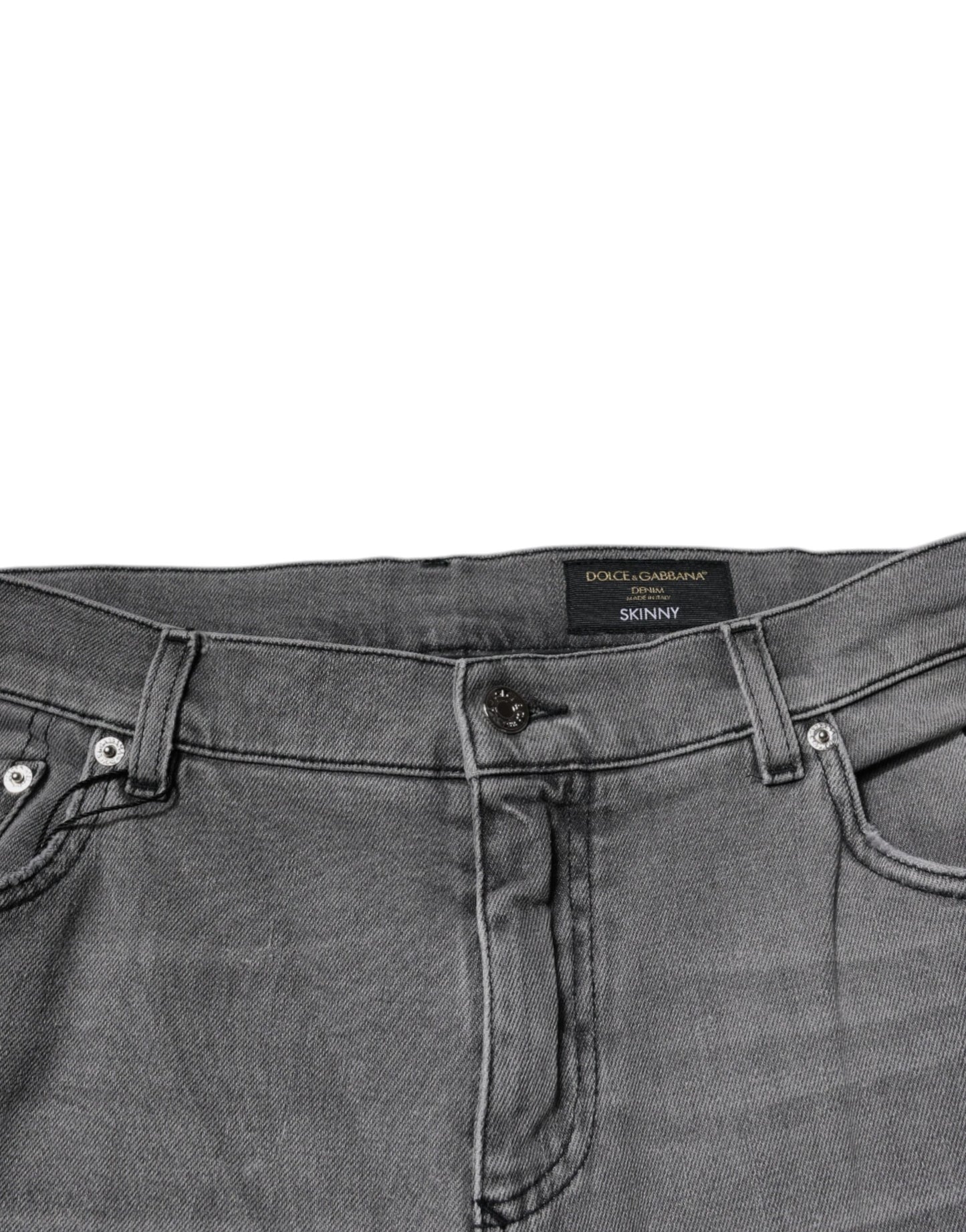 Graue Skinny-Jeans aus Baumwolle mit Grafikdruck
