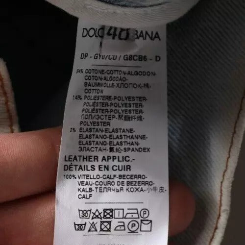 Hellblaue Skinny-Jeans aus zerschlissener Baumwollmischung