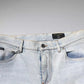 Hellblaue Skinny-Jeans aus zerschlissener Baumwollmischung