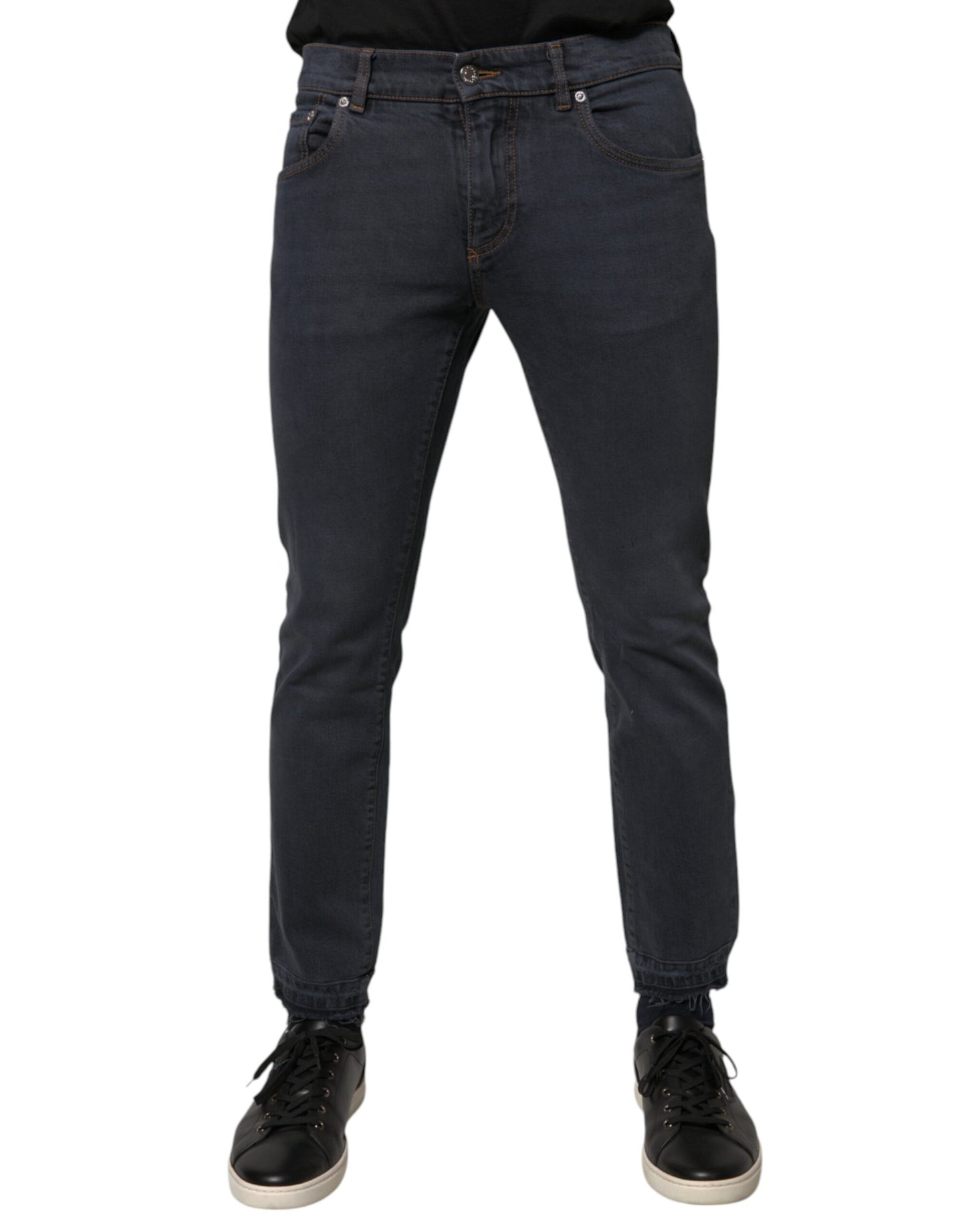 Dunkelgraue Skinny-Jeans aus Baumwolle