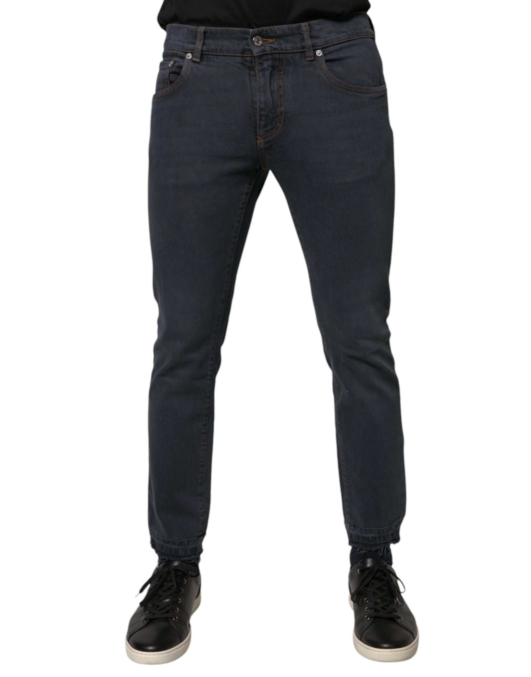 Dunkelgraue Skinny-Jeans aus Baumwolle