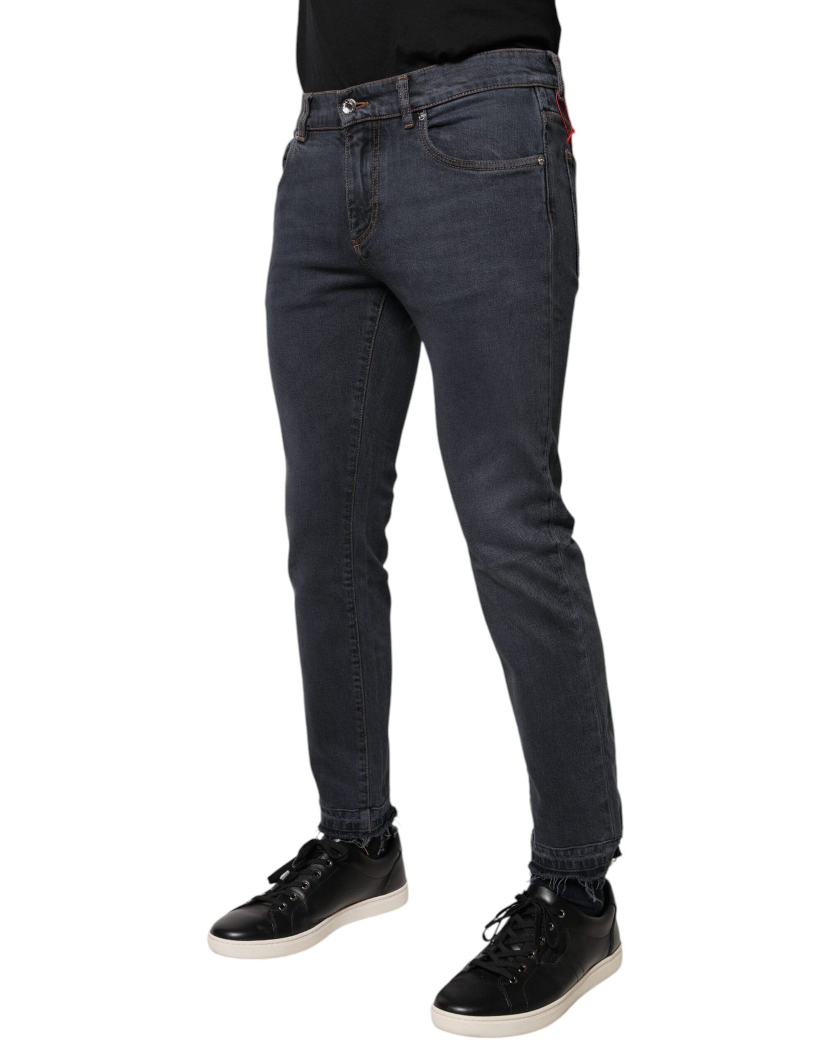 Dunkelgraue Skinny-Jeans aus Baumwolle