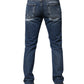Blaue Skinny-Jeans aus zerfetzter Baumwolle