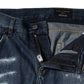 Blaue Skinny-Jeans aus zerfetzter Baumwolle
