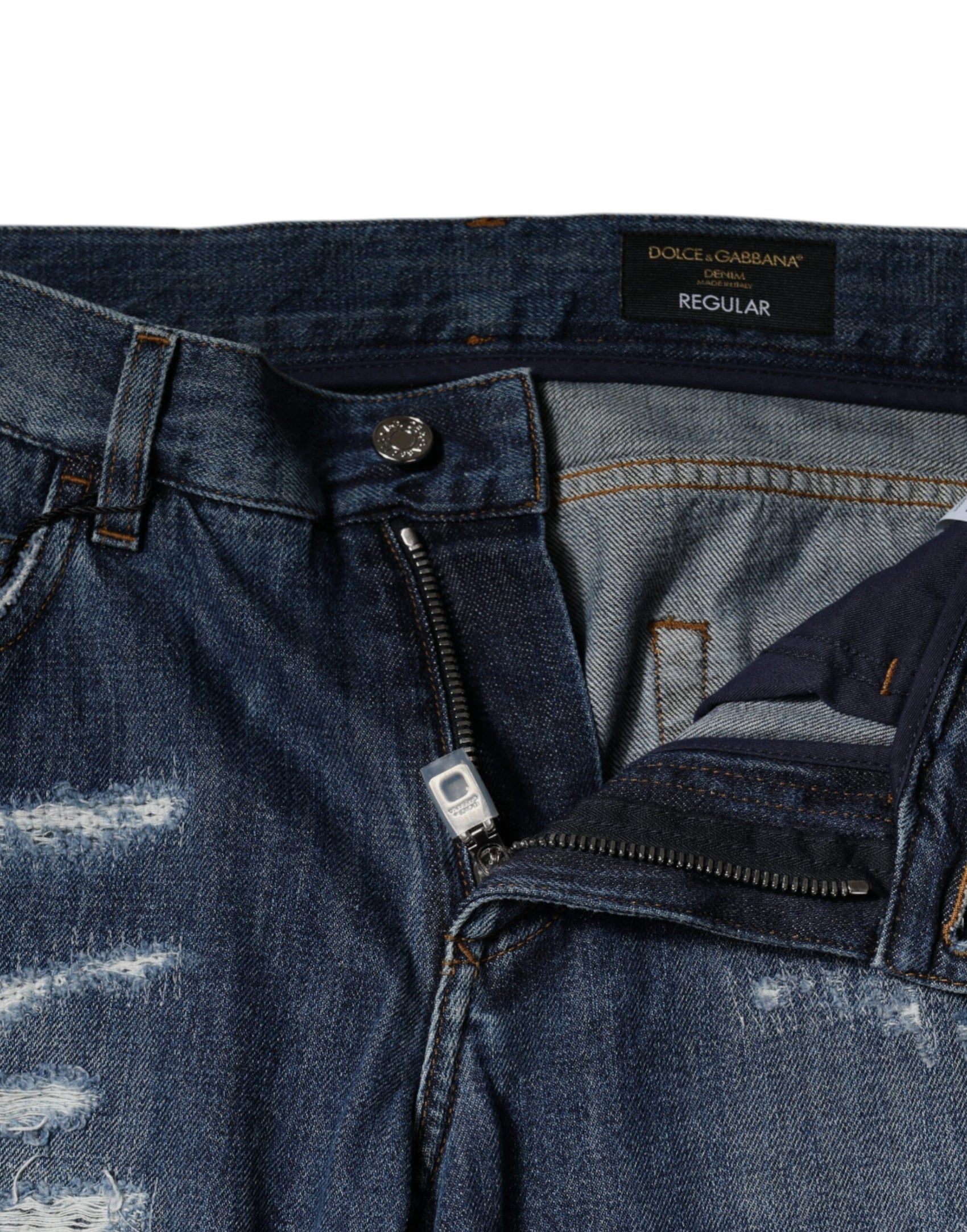 Blaue Skinny-Jeans aus zerfetzter Baumwolle
