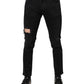 Schwarze Skinny-Jeans aus zerfetztem Baumwolldenim mit Logo