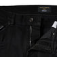 Schwarze Skinny-Jeans aus zerfetztem Baumwolldenim mit Logo