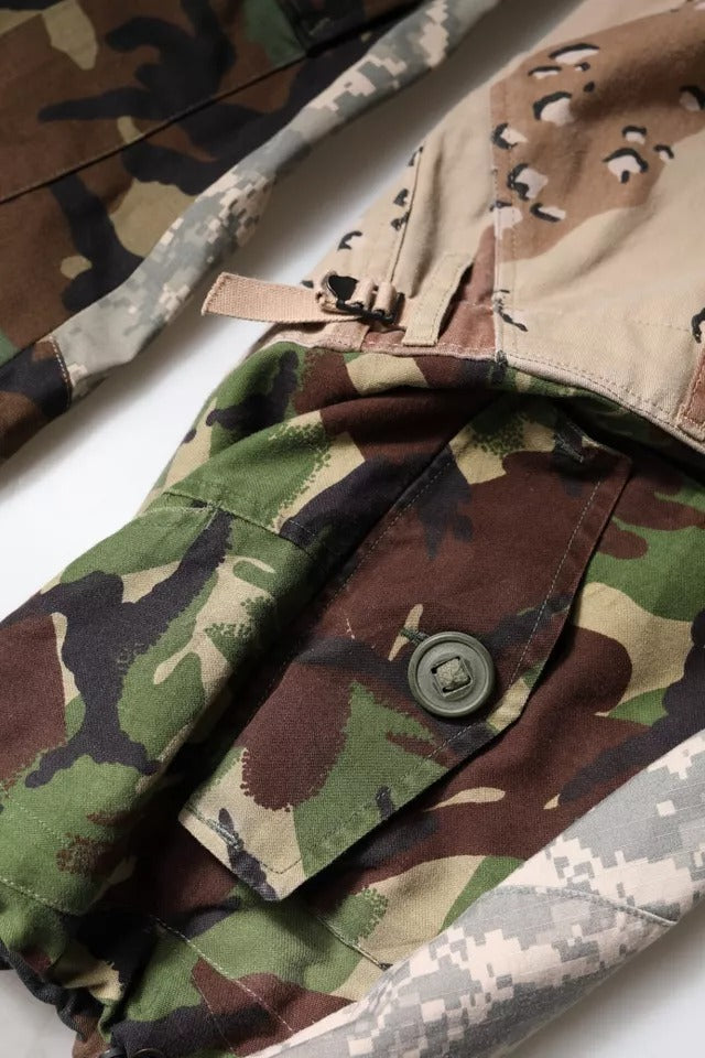 Mehrfarbige Cargohose mit Patchwork-Camouflage