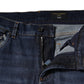 Blaue Slim Fit-Jeans aus Baumwoll-Denim mit Logo-Print