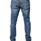 Blaue Skinny-Jeans aus zerfetztem Baumwollstretch
