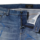 Blaue Skinny-Jeans aus zerfetztem Baumwollstretch