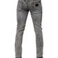 Graue Slim Fit-Jeans aus Baumwolle mit Logo-Schild