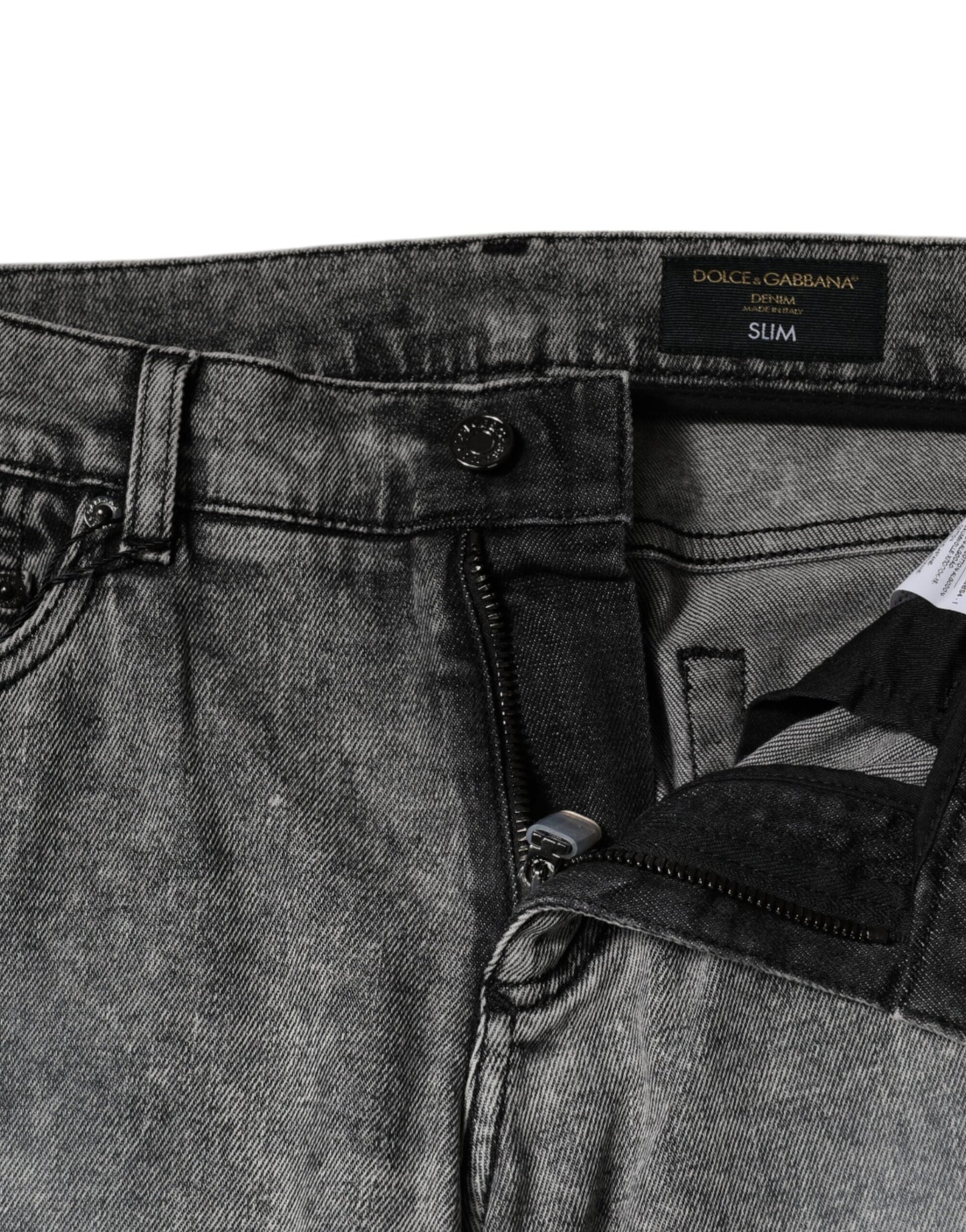 Graue Slim Fit-Jeans aus Baumwolle mit Logo-Schild