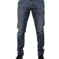 Blaue Skinny-Jeans aus Baumwolle mit Logo-Schild