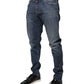 Blaue Skinny-Jeans aus Baumwolle mit Logo-Schild