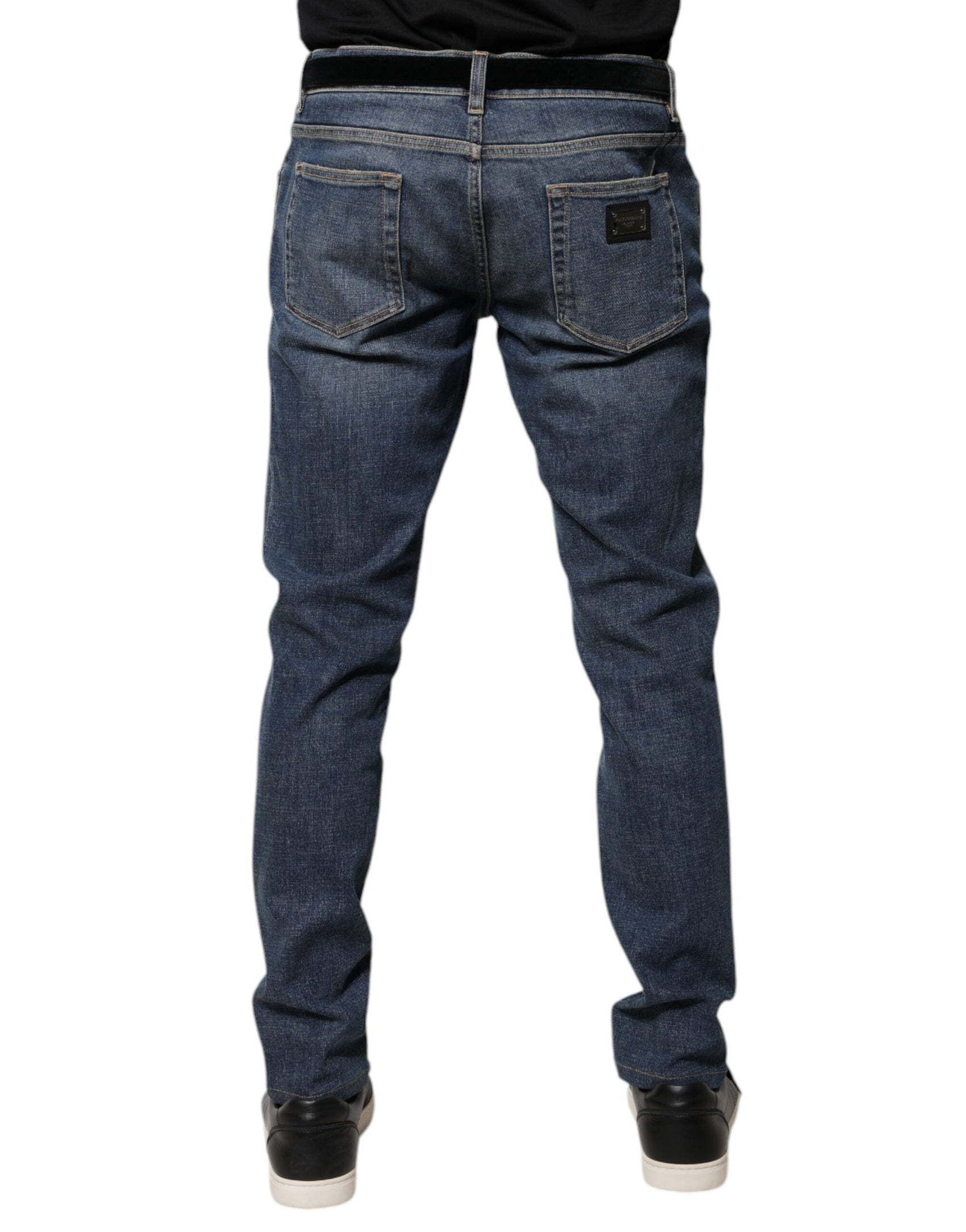 Blaue Skinny-Jeans aus Baumwolle mit Logo-Schild