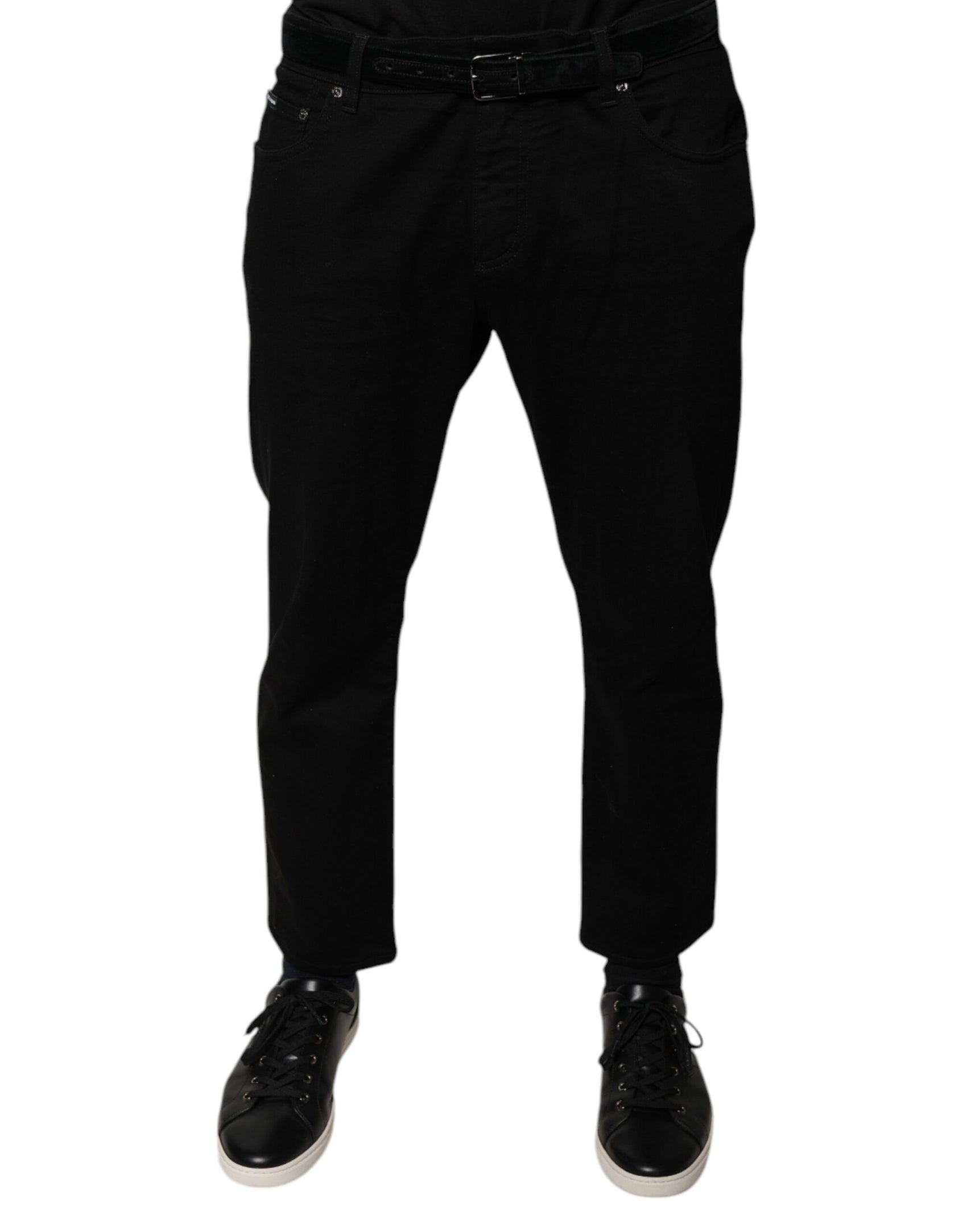 Schwarze Skinny-Jeans aus Baumwollstretch mit Logo